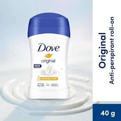 Dove Original New & Improved 1/4 Moisturizing Cream 48H Anti-Perspirant Deodorant Stick 40g