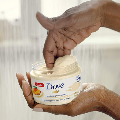 Dove Exfoliating Body Polish Crushed Almond & Mango Butter 298g – Gommage Exfoliant Pour Le Corps for Smooth Soft Skin