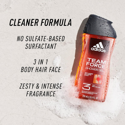Adidas Team Force 3-in-1 Body, Hair & Face Shower Gel 250ml