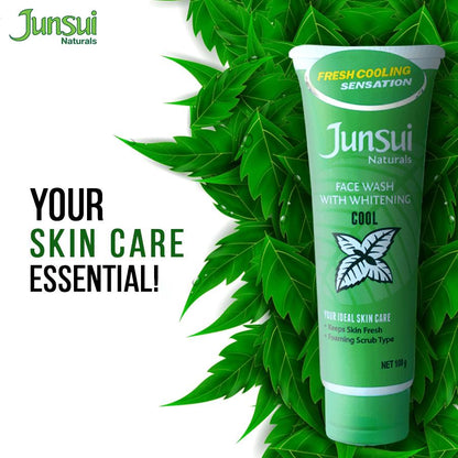 Junsui Cool Facial Wash 100g - Whitening Face Wash for Deep Cleansing, Oil Control & Instant Fresh Cooling Skin Refreshment