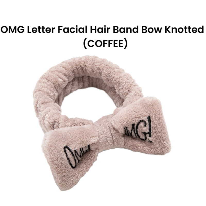 OMG Letter Facial Hair Band Bow Knotted (COFFEE)