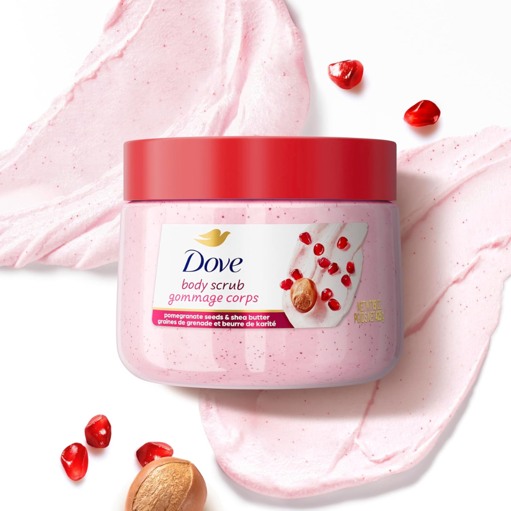 Dove Exfoliating Body Scrub Pomegranate Seeds & Shea Butter 425g - Gommage Corps Body Polish for Smooth & Soft Skin
