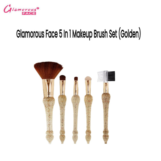Glamorous Face 5 In 1 Makeup Brush Set (Golden)