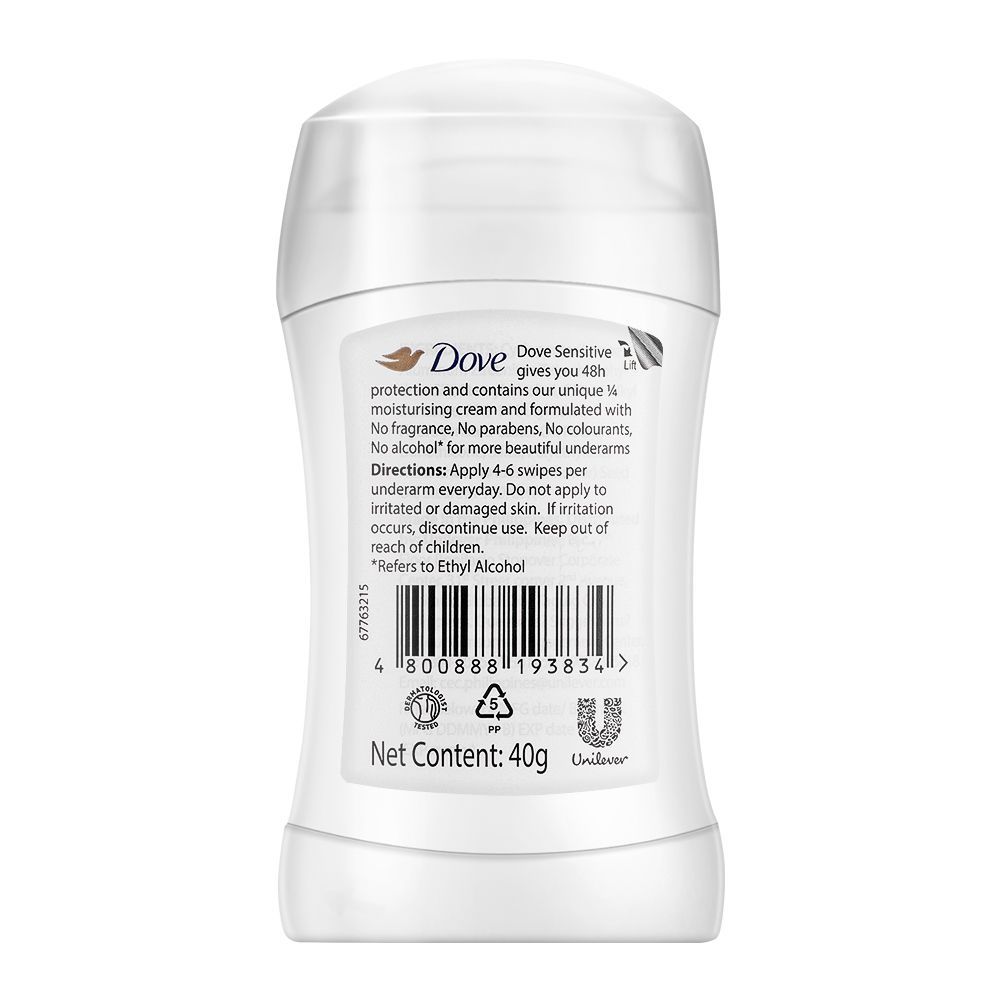 Dove Sensitive Fragrance Free Anti Perspirant Stick 40g