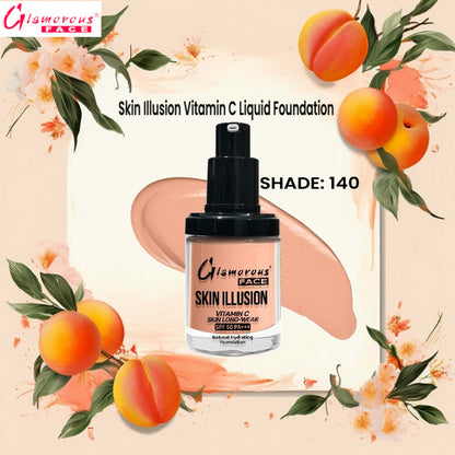 Glamorous Face Skin Illusion Vitamin C Liquid Foundation 25ml (SHADE:140)