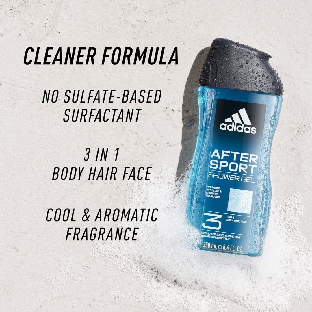 Adidas After Sport 3-in-1 Body, Hair & Face Wash Shower Gel 250ml
