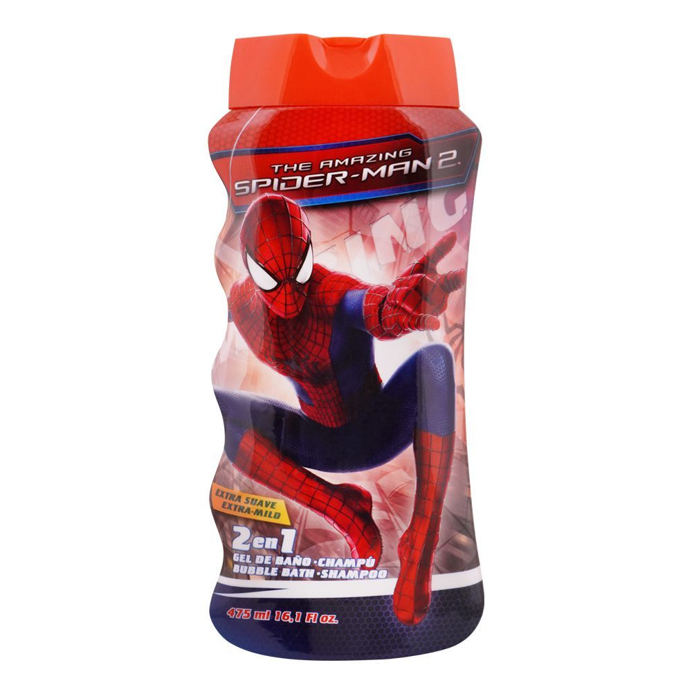 Lorenay Disney Spider-Man 2-in-1 Bubble Bath & Shampoo 475ml - Tear Free Kids Hair & Body Wash for Gentle Cleansing, Fun Bath