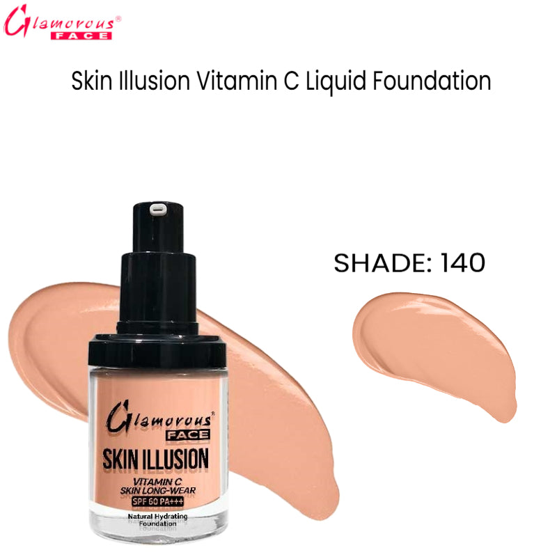 Glamorous Face Skin Illusion Vitamin C Liquid Foundation 25ml (SHADE:140)