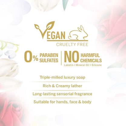 Yardley London Luxury Bath Soap with Royal Red Roses Extracts 3 × 100 g Gently Cleansing & Long-Lasting Fragrance