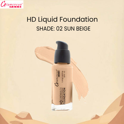 Glamorous Face HD Liquid Foundation (02 Sun Beige)