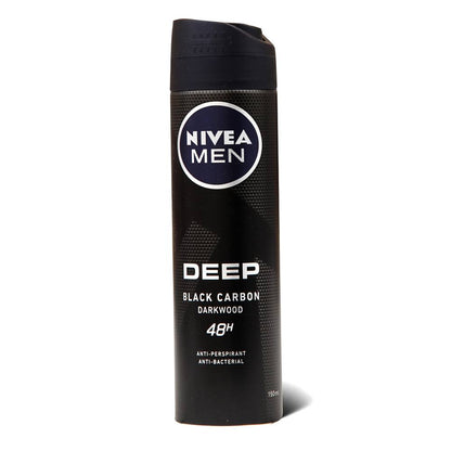 Nivea Men Deep Black Carbon Darkwood 48H Anti-Perspirant Spray Deodorant 150ml