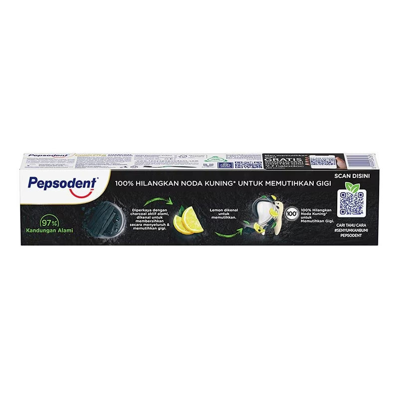 Pepsodent Complete 8 Charcoal Toothpaste 160g with 20g Extra Paste Deep Clean & Whitening Formula