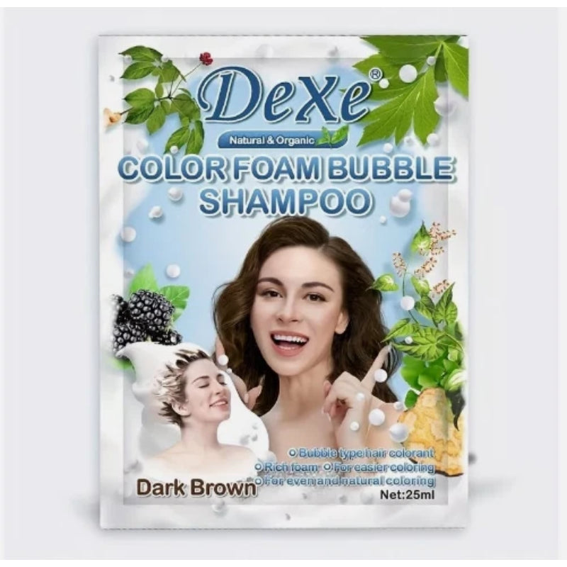 Dexe Hair Color Foam Bubble Shampoo Dark Brown 25 ml x 10 Pack Gentle Cleansing & Hair Color Care