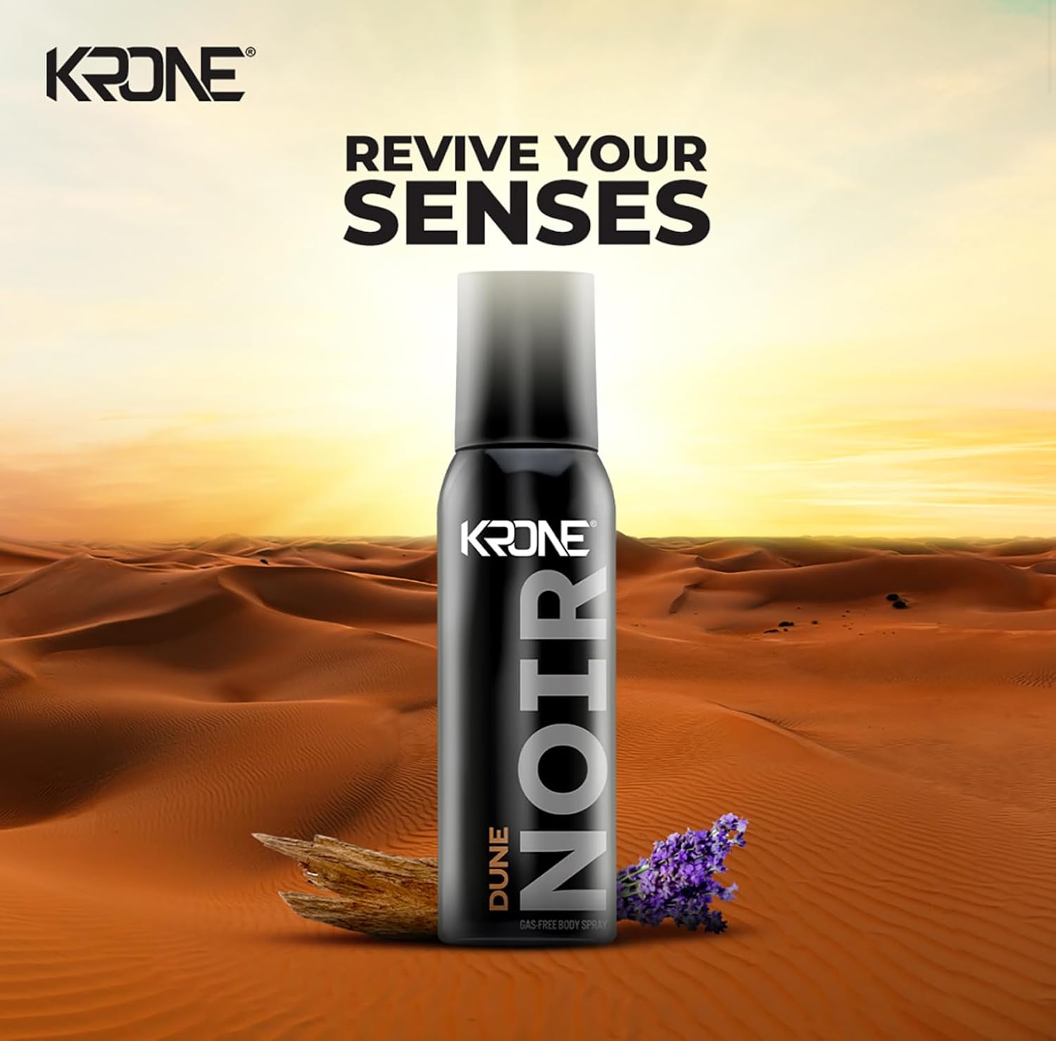 Krone Noir Dune Gas-Free Body Spray for Men 120ml Long-Lasting Fresh & Masculine Fragrance