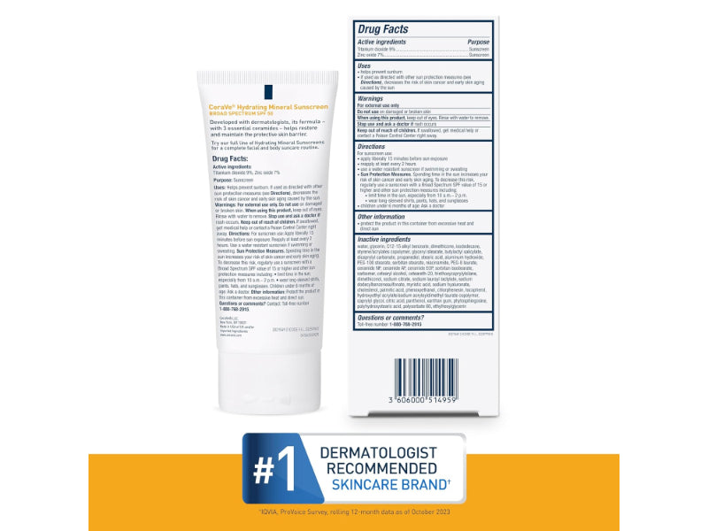 CeraVe Hydrating Mineral Sunscreen SPF 50 Face Lotion-75ml (USA STOCK WITH BOX)