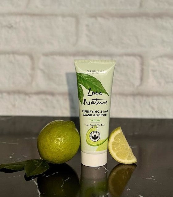 Oriflame Love Nature Purifying 2-in-1 Mask & Scrub Organic Tea Tree & Lime 75ml