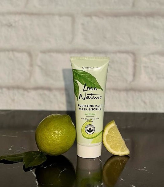 Oriflame Love Nature Purifying 2-in-1 Mask & Scrub Organic Tea Tree & Lime 75ml