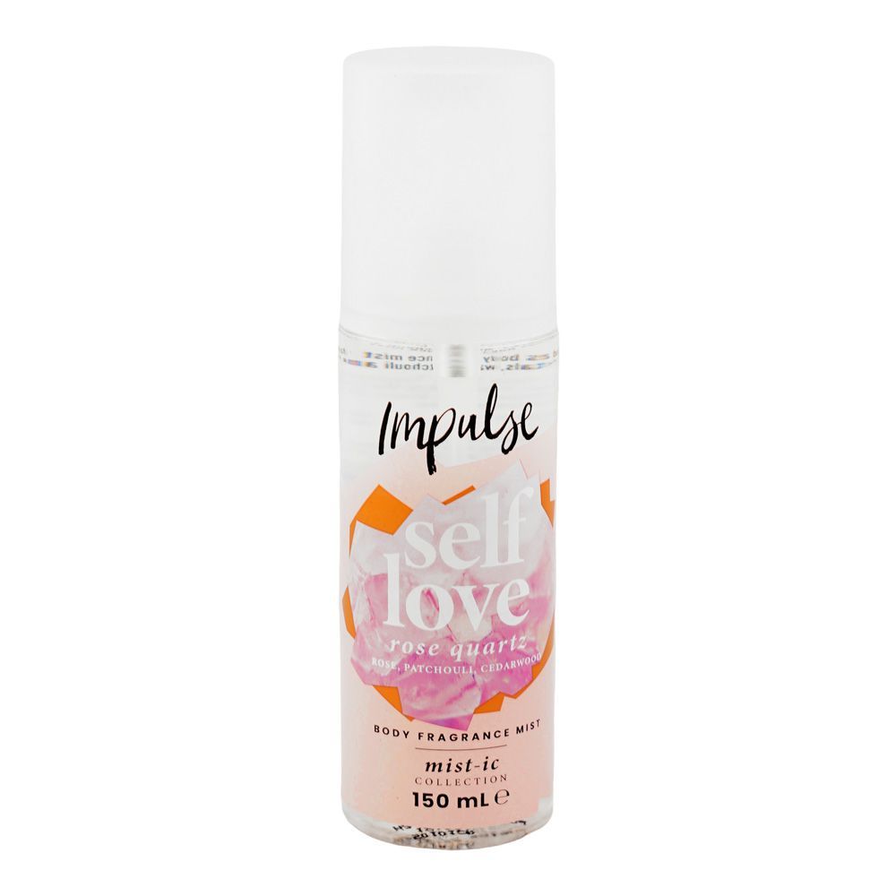 Impulse Self Love Rose Quartz Rose, Patchouli & Cedarwood Body Fragrance Mist 150ml – Long Lasting Body Mist for Women, Flora