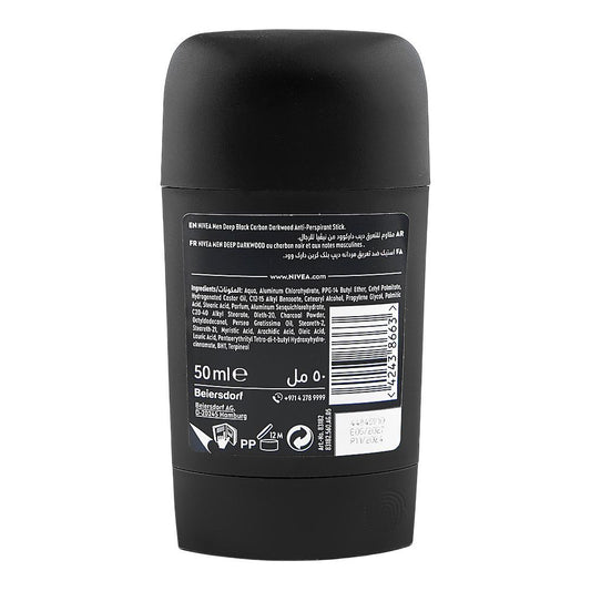 Nivea Men 72H Deep Black Carbon Dark Wood Deodorant Stick Anti-Perspirant 50ml