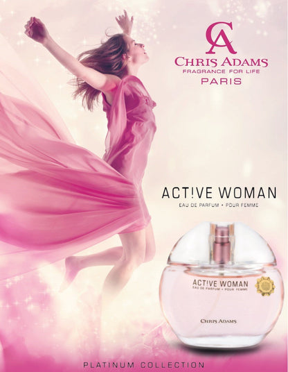 Chris Adams Active Woman Eau De Parfum 80ml – Long Lasting Floral Fruity Fragrance for Women, Elegant & Fresh Scent