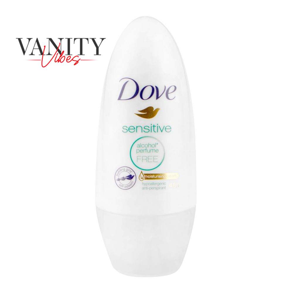 Dove Sensitive Anti-Perspirant Deodorant Roll On 50ml - Alcohol & Perfume Free Underarm Protection for Women