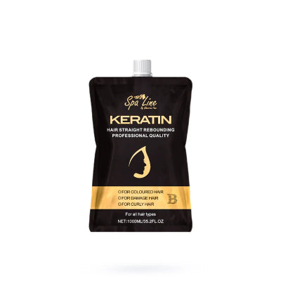 Spa Line Keratin Professional Hair Straight Rebounding – For Colored, Damaged, and Curly Hair 1000ml x2