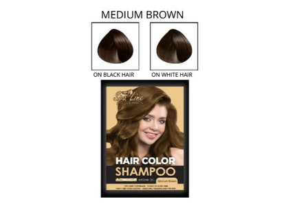 Spa Line Hair Color Shampoo 30Ml (Medium Brown)