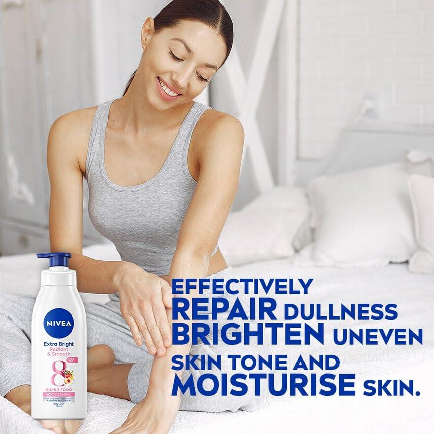 Nivea Extra Bright Radiant & Smooth 8 Super Food 40X Vitamin C Body Lotion UV Filter 380 ml