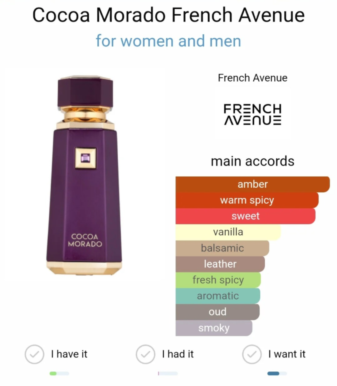Cocoa Morado by French Avenue Eau de Parfum 100ml for Men & Women