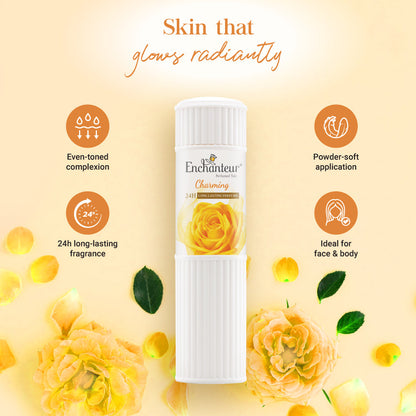 Enchanteur Charming Perfumed Talc Powder 125g - Long Lasting Floral Fragrance Body Powder for Soft Fresh Skin & Odor Protecti