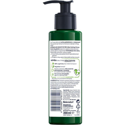 Nivea Men Sensitive Pro Ultra Calming Liquid Shaving Cream 200ml – With 100% Plant-Based Hemp Seed Oil & Vitamin E for Sensit