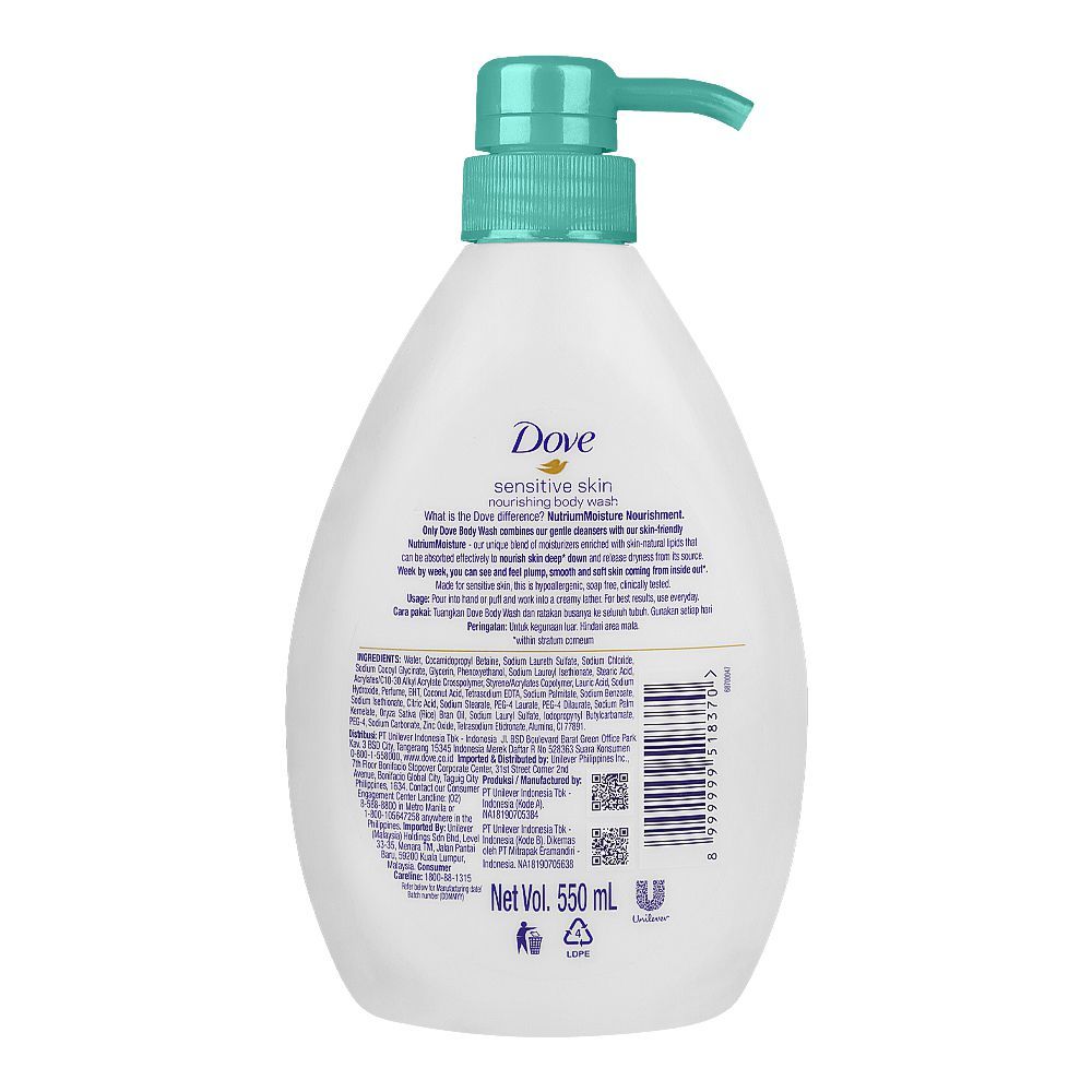 Dove Sensitive Skin Nourishing Body Wash 550ml