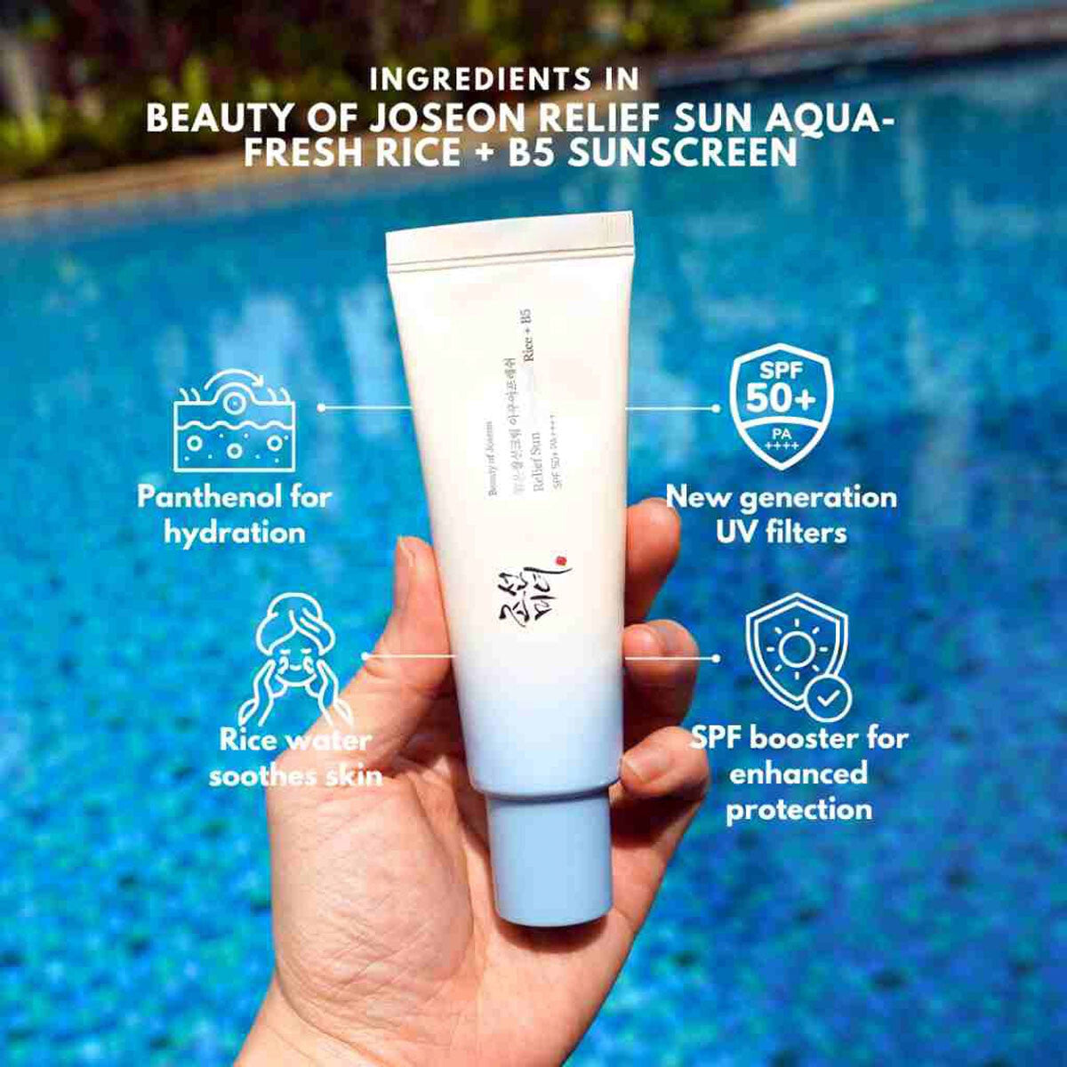 Beauty of Joseon Relief Sun Aqua Fresh with Rice + B5 SPF 50+ PA++++ 50 ml Lightweight Hydrating Sunscreen & Broad-Spectrum P