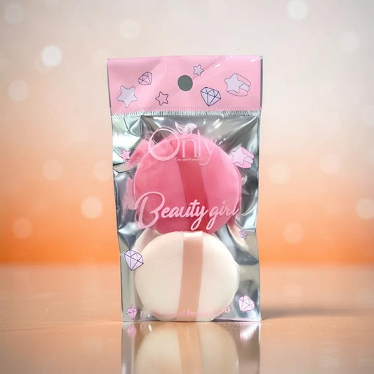 Only Round Makeup Powder Puff #04 Set of 2 - Soft Flawless Makeup Puffs for Smooth Powder Application, Even Coverage & Natura