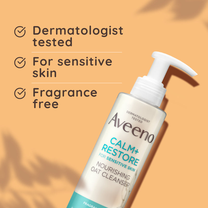Aveeno Calm + Restore Gentle Nourishing Oat Face Cleanser 200ml Soothing & Hydrating Skin Care