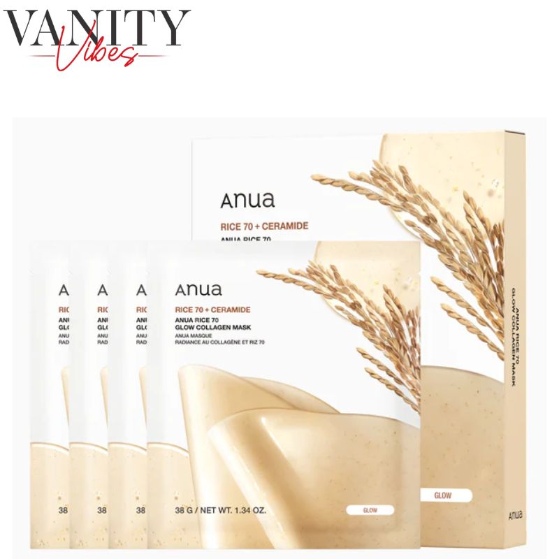 Anua Rice 70+ Ceramide Glow Collagen Mask 38 g Brightening Nourishment & Skin Barrier Care (K Beauty)