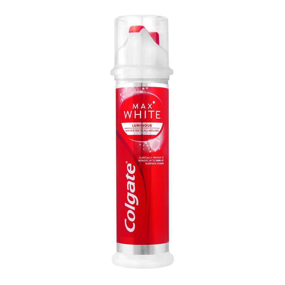 Colgate Max White Luminous Sparkling Mint Toothpaste Pump 100ml Advanced Whitening & Fresh Breath