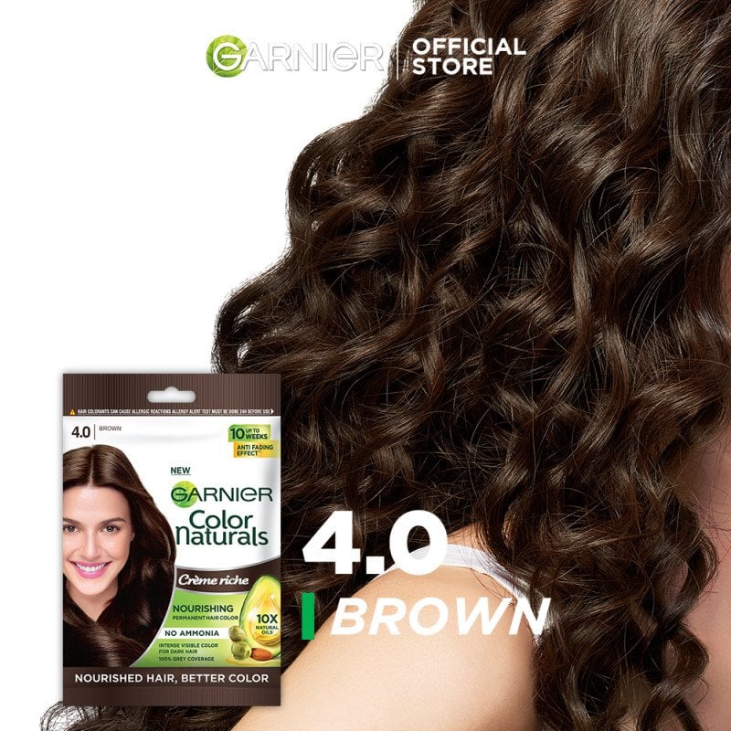 Garnier Color Naturals Hair Color Sachet 4.0 Brown 30 ml Nourishing & Long-Lasting Hair Color