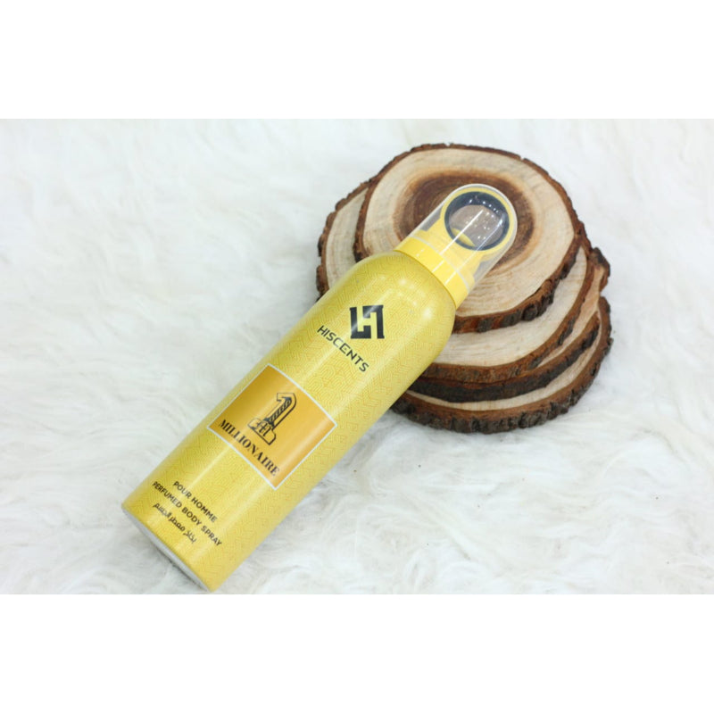 HisCents 1 Millionaire Pour Homme Perfumed Body Spray 200ml Long-Lasting Bold & Masculine Fragrance