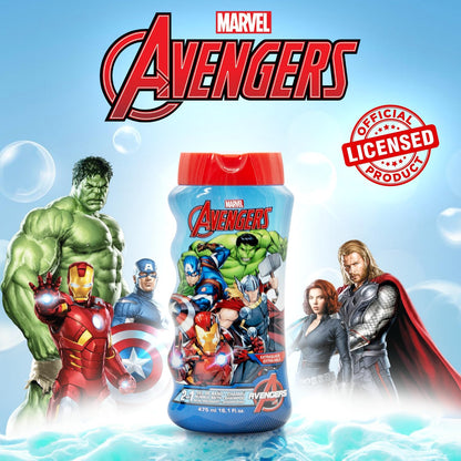 Lorenay Marvel Avengers 2-in-1 Bubble Bath & Shampoo 475ml - Gentle Kids Hair & Body Wash for Soft Cleansing, Fun Bath Time &