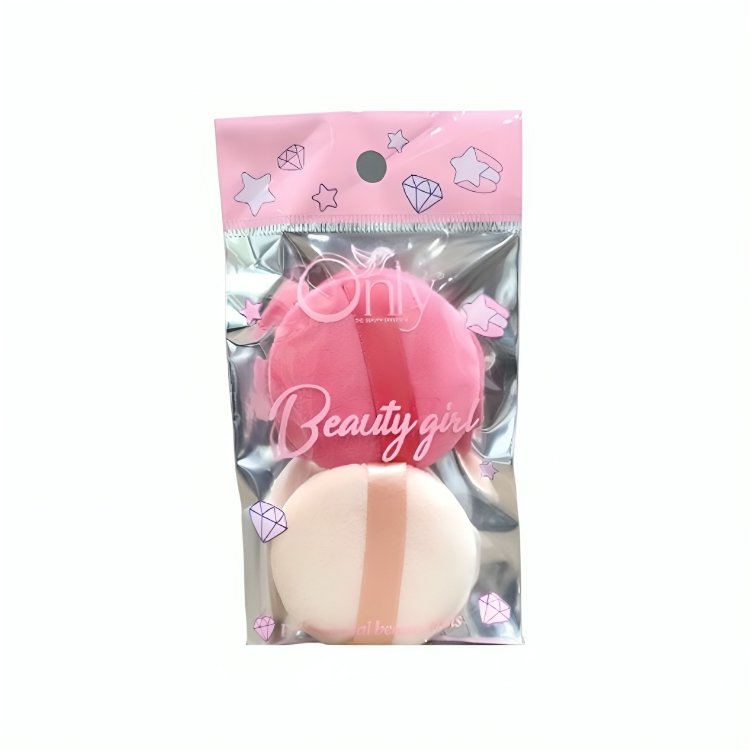 Only Round Makeup Powder Puff #04 Set of 2 – Soft Flawless Makeup Puffs for Smooth Powder Application, Even Coverage & Natura