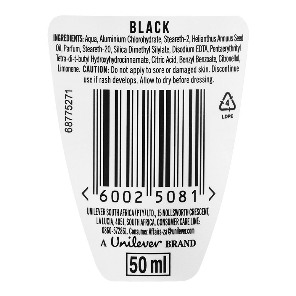 Axe Black 48Hrs Anti Sweat Antiperspirant Deodorant Roll On 50ml