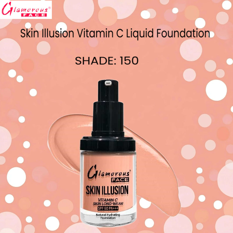Glamorous Face Skin Illusion Vitamin C Liquid Foundation 25ml (SHADE:150)