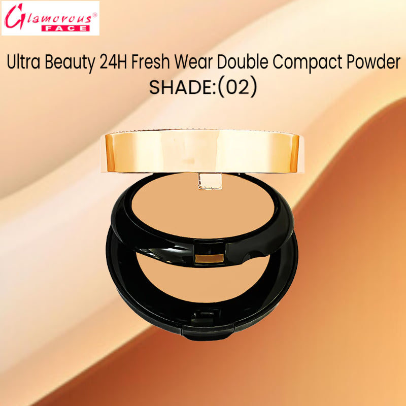 Glamorous Face Ultra Beauty 24H Fresh Wear Double Compact Powder (Shade:02)