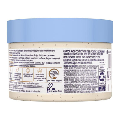 Dove Exfoliating Body Polish Crushed Macadamia & Rice Milk 298g – Gommage Exfoliant Pour Le Corps for Smooth Soft Skin