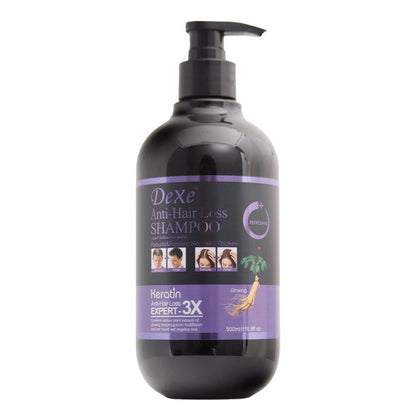 Dexe Anti-Hair Loss Keratin Shampoo with Ginseng Extract 500 ml Strengthens Hair & Reduces Hair Fall