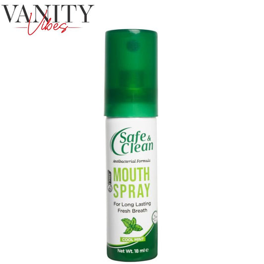 Safe & Clean Anti-Bacterial Cool Mint Mouth Spray 18ml Instant Fresh Breath