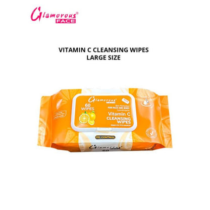 Glamorous Face Cleansing Makeup Remover Wipes Large 60 Pieces (Vitamin C)