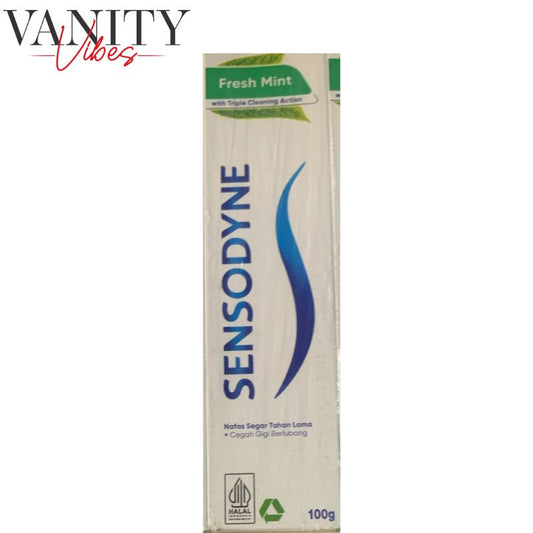 Sensodyne Fresh Mint Toothpaste 100g Triple Cleaning Action Long-Lasting Fresh Breath & Cavity Protection Halal