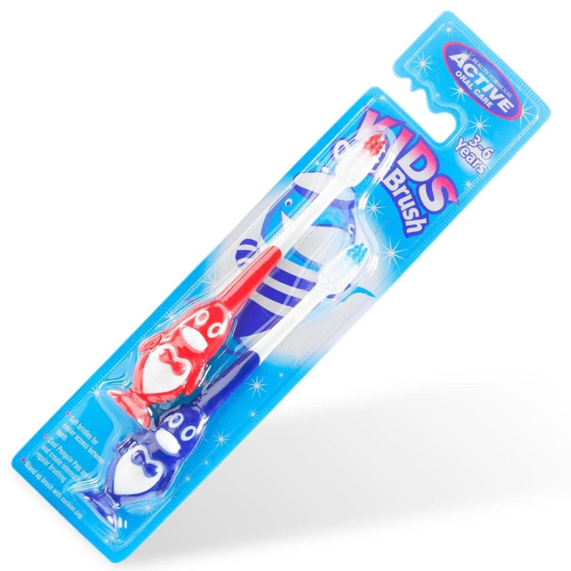 Beauty Formulas Active Oral Care Penguin Kids Quick Toothbrush 2-Pack - Soft Bristles Gentle Cleaning Toothbrush for Kids Den